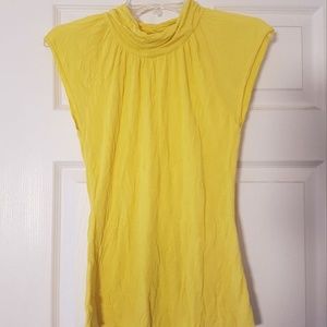 Marciano Women's Yellow Mock Neck Sleeveless / Cap Sleeve Top
